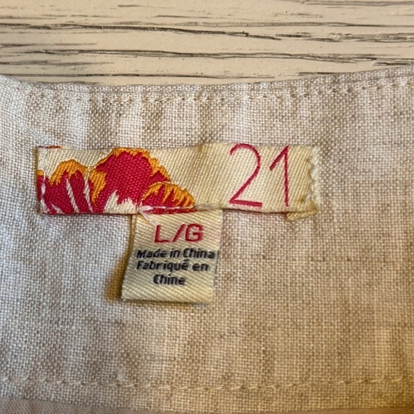 21 100% Linen Lined Mini‎ Skirt Size Large - Picture 5 of 6